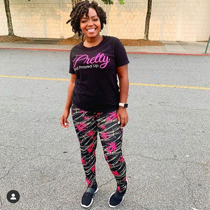 Pretty And Prayed Up Signature Tee- Black/PINK