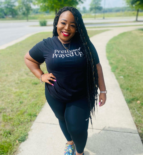 Pretty & Prayed Up Logo BLACK Tee