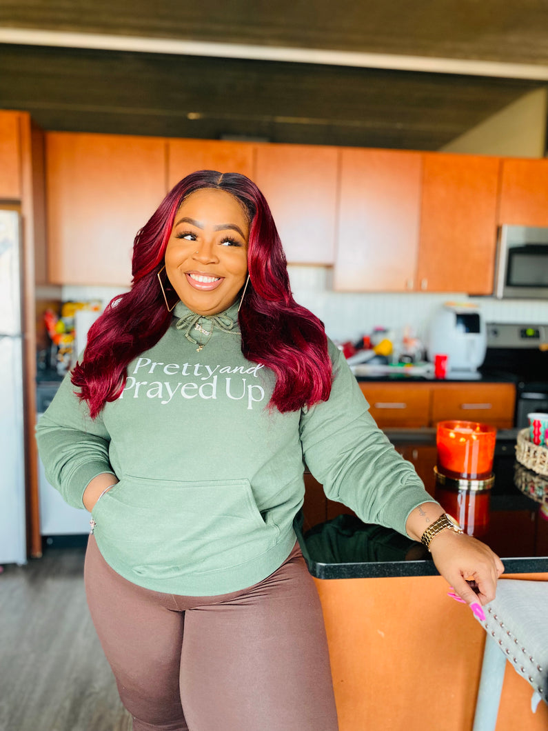 Pretty & Prayed Up Logo OLIVE GREEN Hoodie