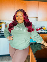 Load image into Gallery viewer, Pretty &amp; Prayed Up Logo OLIVE GREEN Hoodie