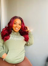 Load image into Gallery viewer, Pretty &amp; Prayed Up Logo OLIVE GREEN Hoodie
